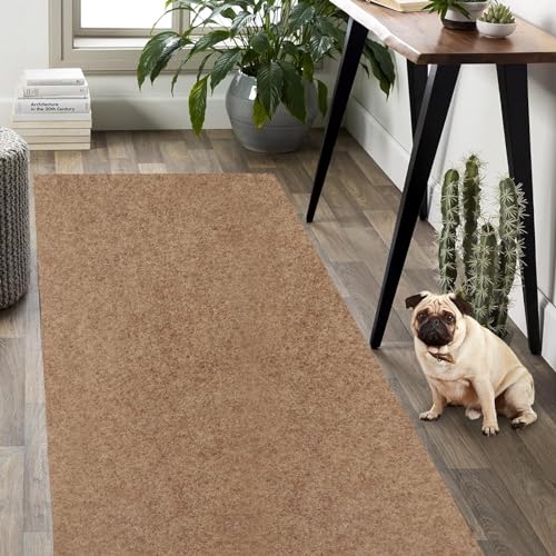 Weidear Hallway Runner Rug with Rubber Backing, Laundry Room Rug Non Slip, Washable Outdoor Indoor Rug Carpet Runner, Customized Area Rugs Mat for Entryway, Balcony, Kitchen, Garage-2FT x 6FT, Sand - Image 1