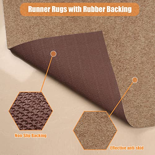 Weidear Hallway Runner Rug with Rubber Backing, Laundry Room Rug Non Slip, Washable Outdoor Indoor Rug Carpet Runner, Customized Area Rugs Mat for Entryway, Balcony, Kitchen, Garage-2FT x 6FT, Sand - Image 3