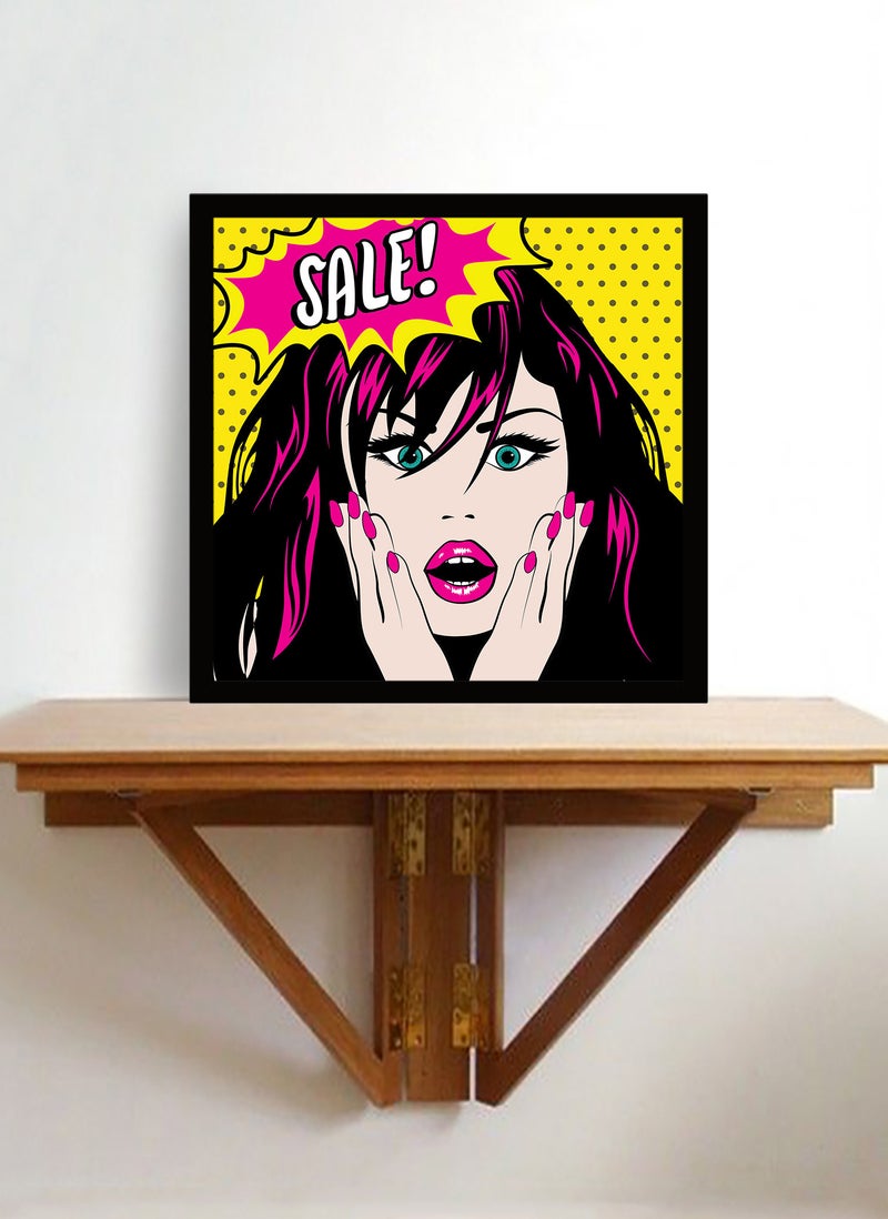 Spoil Your Wall Wall Posters with Girl Gasping Pop Art and Black Frame - Wall Arts Home Décor Photo Frames - 40x40cm by Spoil Your Wall - Image 1