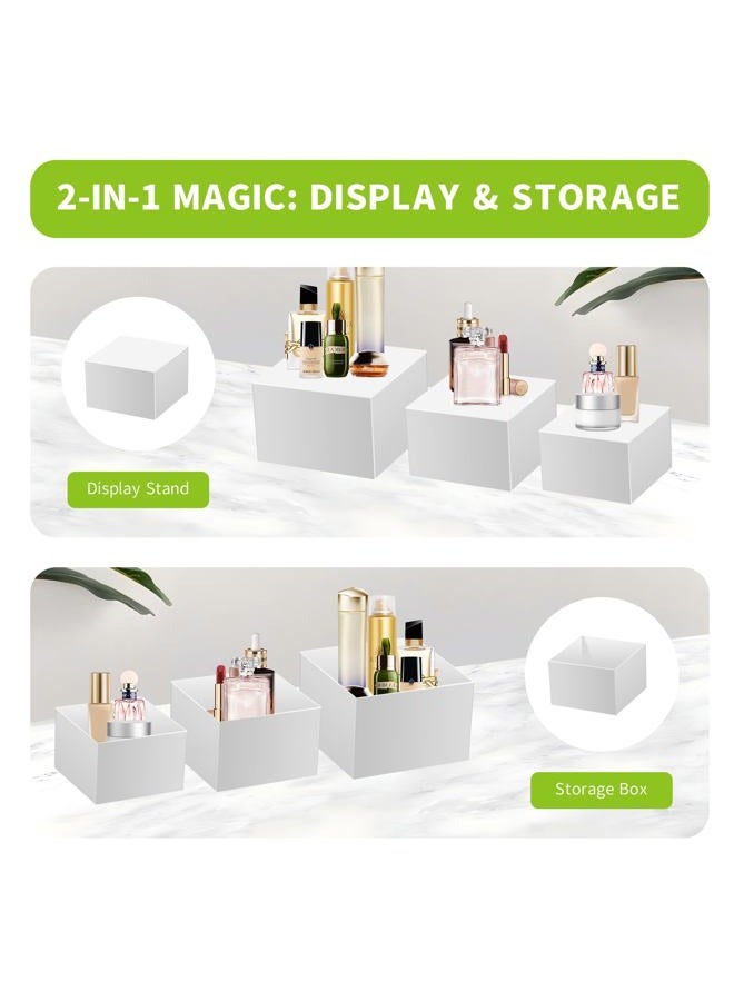 Piopiocoing 6 Pcs Various Size Buffet Risers，Food Risers for Buffet Table，White Acrylic Display Risers Shelf for Catering, Party, Jewelry & Collectibles, Acrylic white boxes for food display with - Image 4