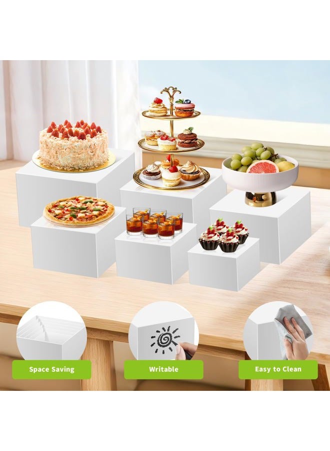 Piopiocoing 6 Pcs Various Size Buffet Risers，Food Risers for Buffet Table，White Acrylic Display Risers Shelf for Catering, Party, Jewelry & Collectibles, Acrylic white boxes for food display with - Image 3