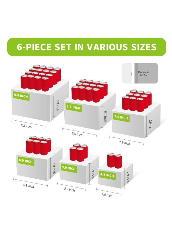 Piopiocoing 6 Pcs Various Size Buffet Risers，Food Risers for Buffet Table，White Acrylic Display Risers Shelf for Catering, Party, Jewelry & Collectibles, Acrylic white boxes for food display with - Image 2