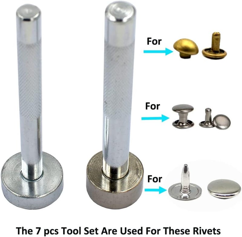 DGOL 7 pcs Metal Domed Rivet Fixing Setting Tool Spike Rivets Setter - Image 4