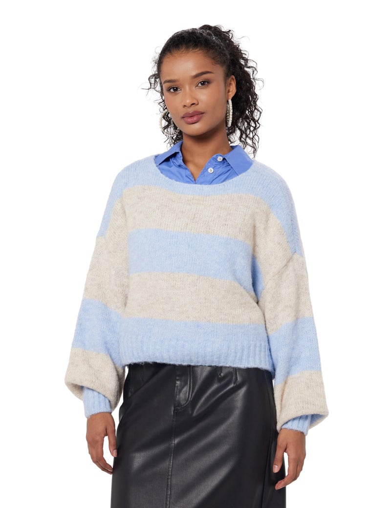 ONLY Women's Regular Fit Blue Sweater - Image 1