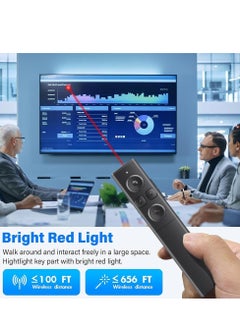 Fanski Wireless Presenter Clicker, PowerPoint Clickers, 2-In-1 USB Type C Presentation Clicker, Hyperlink Volume Control Remote Control Laser Pointer Pen For Keynote, Ppt, Mac, Pc, Laptop  - Image 3