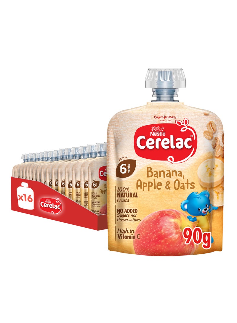 Cerelac Fruits Puree Pouch In Banana Apple And Oats 16 x 90g - Image 1