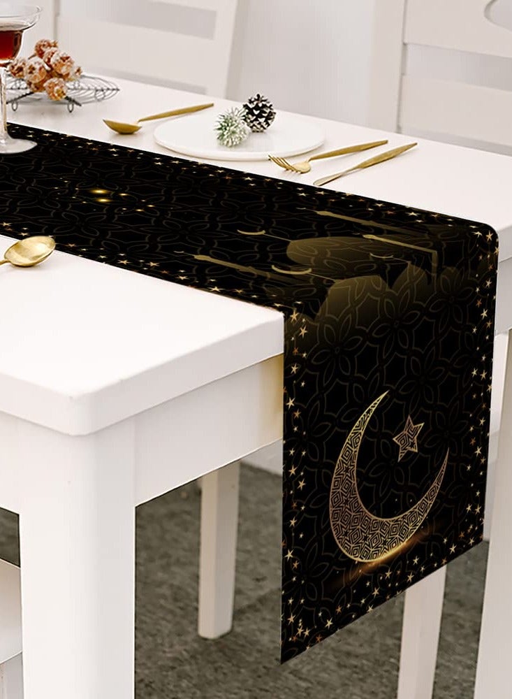 Eid Mubarak Table Runner, Ramadan Mubarak Table Runner, Happy Eid Mubarak Ramadan Mubarak Table Runner Star Moon Lamp Kitchen Dining Table Runner Table Cover Rectangle Tablecloth for Eid Mubarak Dinner Events Decor Eid Mubarak Table Centerpieces Decorations Eid Mubarak Party Decorations Home Decorations Islamic Muslim Parrty Supplies
