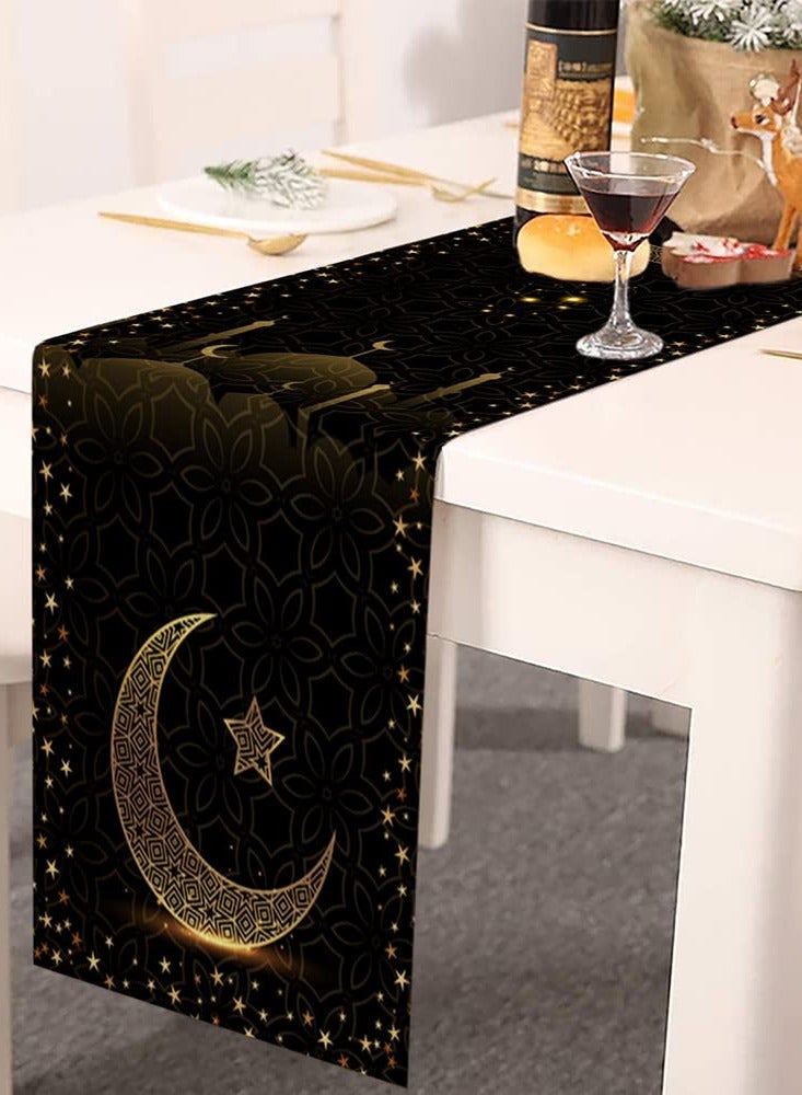 Eid Mubarak Table Runner, Ramadan Mubarak Table Runner, Happy Eid Mubarak Ramadan Mubarak Table Runner Star Moon Lamp Kitchen Dining Table Runner Table Cover Rectangle Tablecloth for Eid Mubarak Dinner Events Decor Eid Mubarak Table Centerpieces Decorations Eid Mubarak Party Decorations Home Decorations Islamic Muslim Parrty Supplies