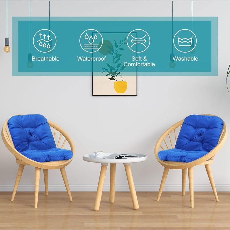 Chunful Back Chair Cushion Outdoor Indoor Tufted Seat/Back Patio Seating Cushions Waterproof Weather Resistant Patio Rocking Pads for Outdoor(Royal Blue,2 Pcs) - Image 4
