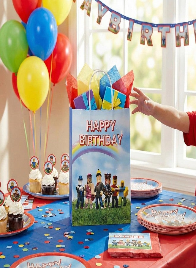 IndoTribe 16 Pcs Game Theme Gift Bags with Handles Goodie Bags Party Favor Bags Paper Bags with Handles for Candies, Treaty, Gifts and Return Gift Pixel Birthday Party Favors Video Game Birthday Party Supplies - Image 2