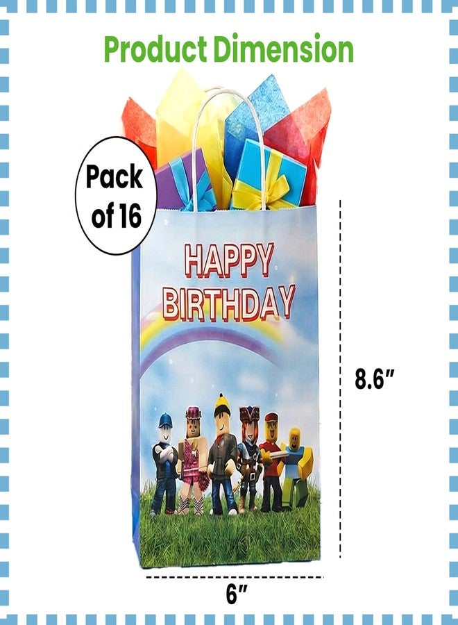 IndoTribe 16 Pcs Game Theme Gift Bags with Handles Goodie Bags Party Favor Bags Paper Bags with Handles for Candies, Treaty, Gifts and Return Gift Pixel Birthday Party Favors Video Game Birthday Party Supplies - Image 5