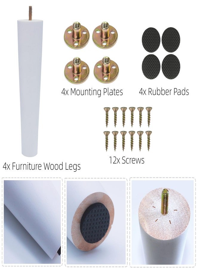 WEICHUAN White Round Solid Wood Replacement Sofa Couch Chair Ottoman Loveseat Coffee Table Cabinet Furniture Wood Legs(10" Set of 4) - Image 5
