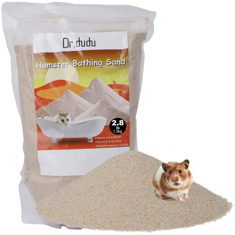 DR.DUDU Hamster Bath Sand, 2.8lb Dust Free Desert Sand or Potty Litter Sand for Hamster Chinchillas Gerbil Syrian Mice Small Animals (Beige) - Image 1