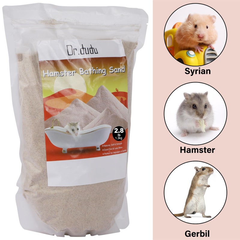 DR.DUDU Hamster Bath Sand, 2.8lb Dust Free Desert Sand or Potty Litter Sand for Hamster Chinchillas Gerbil Syrian Mice Small Animals (Beige) - Image 2