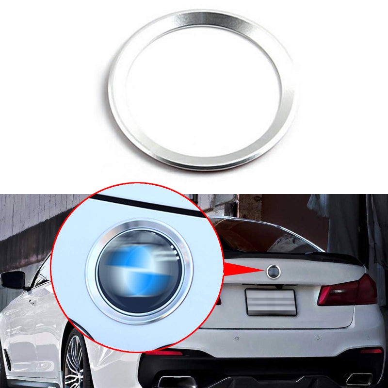 x xotic tech 1pc Front Hood Rear Trunk Emblem Logo Surrounding Ring Decoration Cover Trim Compatible with BMW 2 3 4 Series M3 M4 Silver  75mm 3