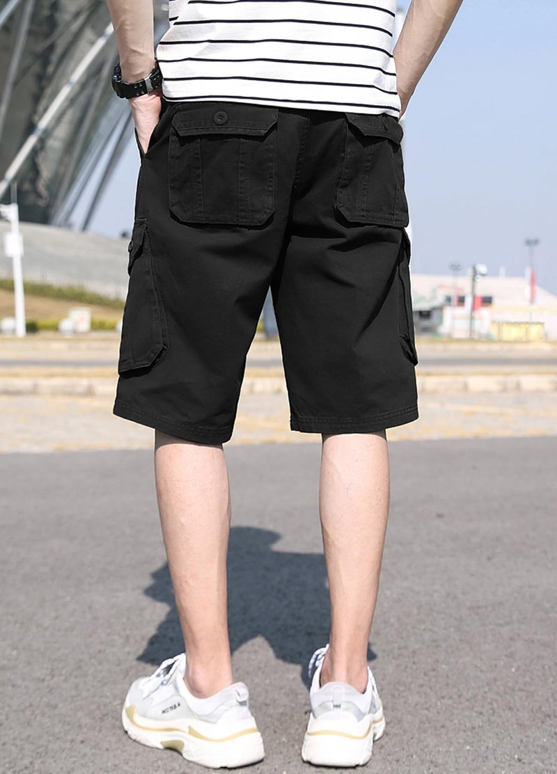 Basoteeuo Mens Cargo Shorts Casual Lightweight with Multi Pockets Summer Outdoor Shorts Black Size 34 - Image 5