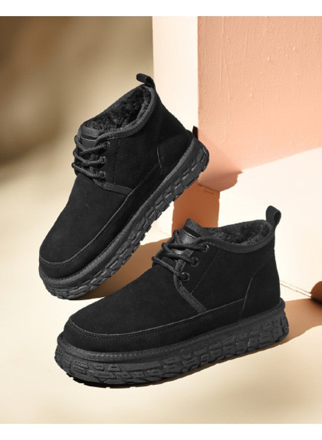 HLA Men's Cotton Shoes Retro Thick-soled Winter Boots With Fleece Lining, Non-slip Men's Casual Shoes For Winter, Extra Warm And Thick - Image 1