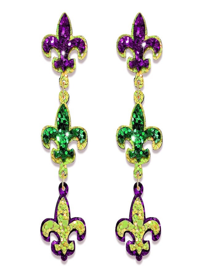 YAHPERN Mardi Gras Earrings Sequin Fleur De Lis Mask Crown Earrings for Women, Letter MARDI GRAS Earrings Carnival Earrings for Fat Tuesday Celebration, Mardi Gras Parade Accessory Gifts, Zinc, crystal - Image 1