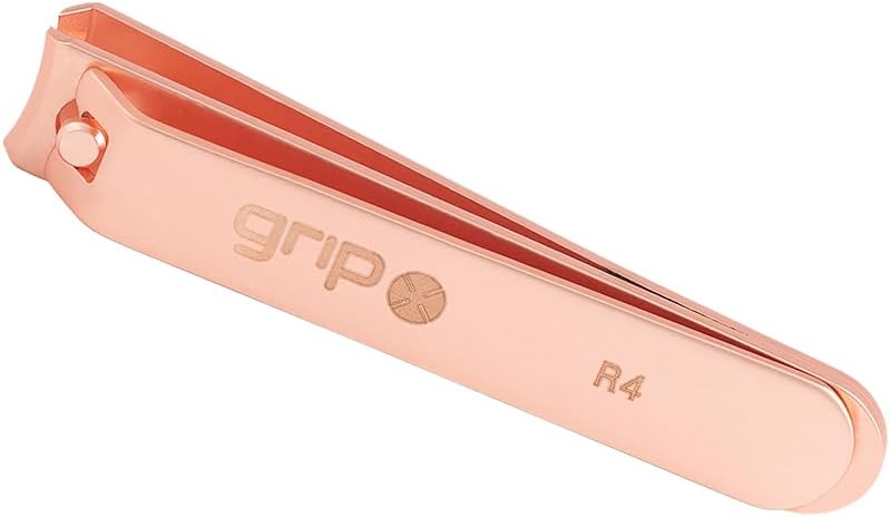 Grip Nail Clipper Rose Gold R4 Precision Stainless Steel Nail Cutter for Fingernails Toenails Sharp Curved Blades with Ergonomic Rose Gold Finish for Clean Trimming
