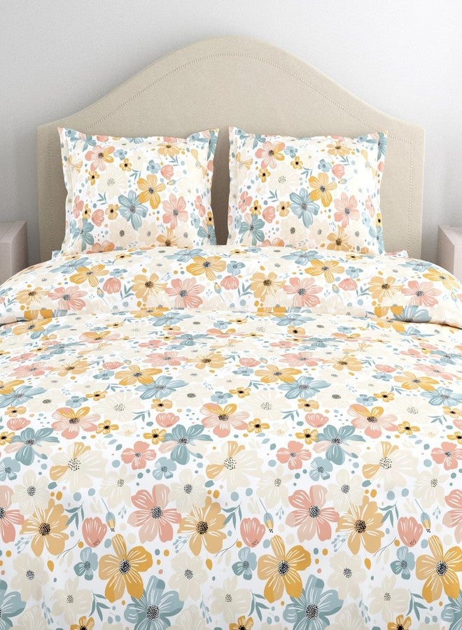 haus & kinder 144 TC Cotton Bedsheet for King Size Bed | King Size Bedsheet for Double Bed with 2 Pillow Covers (108 x 108 Inches) Perfect for Home Décor - Hawaiian Petal - Image 4