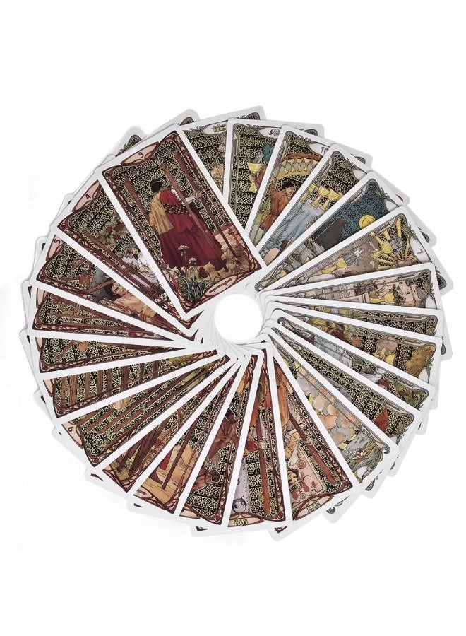 NIBEMINENT Gold Art Nouveau style Tarot cards - 78 decks bound volume - English PDF user guide - Party use - Game play - Destiny divination cards - Fixed board game - Image 3