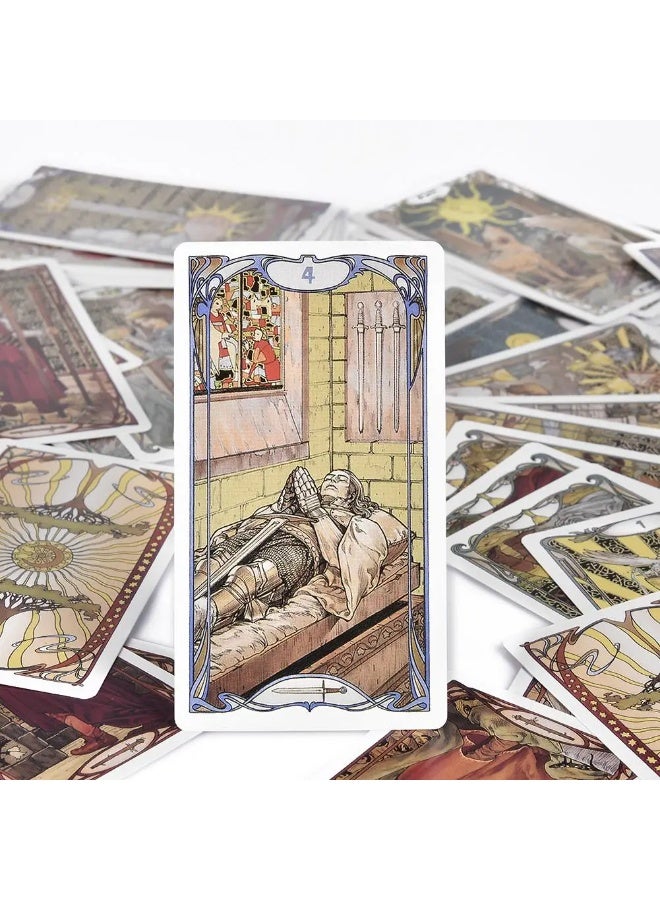 NIBEMINENT Gold Art Nouveau style Tarot cards - 78 decks bound volume - English PDF user guide - Party use - Game play - Destiny divination cards - Fixed board game - Image 5