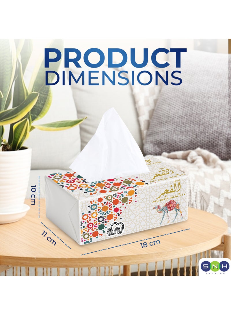 SNH Packing Al Fajr Fluffy Facial Tissue Pack of 5, 300 Sheets × 2 Ply Total 3000 Sheets (600 Sheets Per Pack) - Image 2