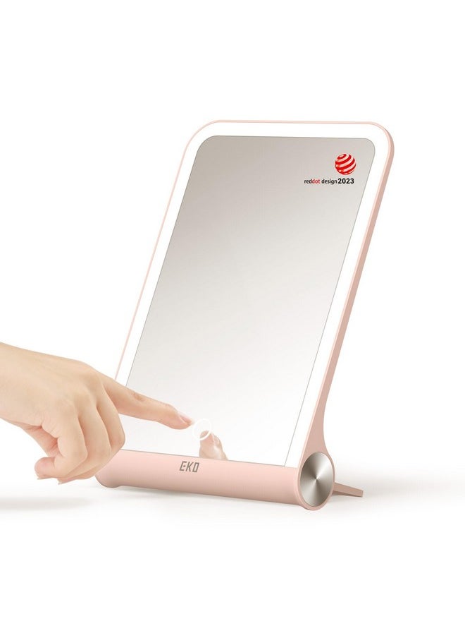 EKO Imira 10.6 Foldable Travel Makeup Mirror With Light Portable Mirror With Full Led Touch Screen 3 Brightness Dimmable Lighting Rechargable Compact Vanity Mirror Travel Essential (Sakura)  - Image 1