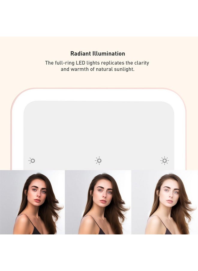 EKO Imira 10.6 Foldable Travel Makeup Mirror With Light Portable Mirror With Full Led Touch Screen 3 Brightness Dimmable Lighting Rechargable Compact Vanity Mirror Travel Essential (Sakura)  - Image 5