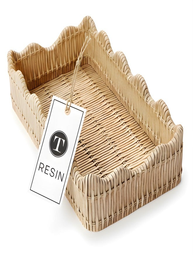 توز كومباني حامل مناديل مزخرف بحواف متعرجة بنمط خوص من راتنج شركة تووز كومباني - حامل مناشف وأدوات مائدة، ديكور ريفي أنيق ومنظم - Image 2