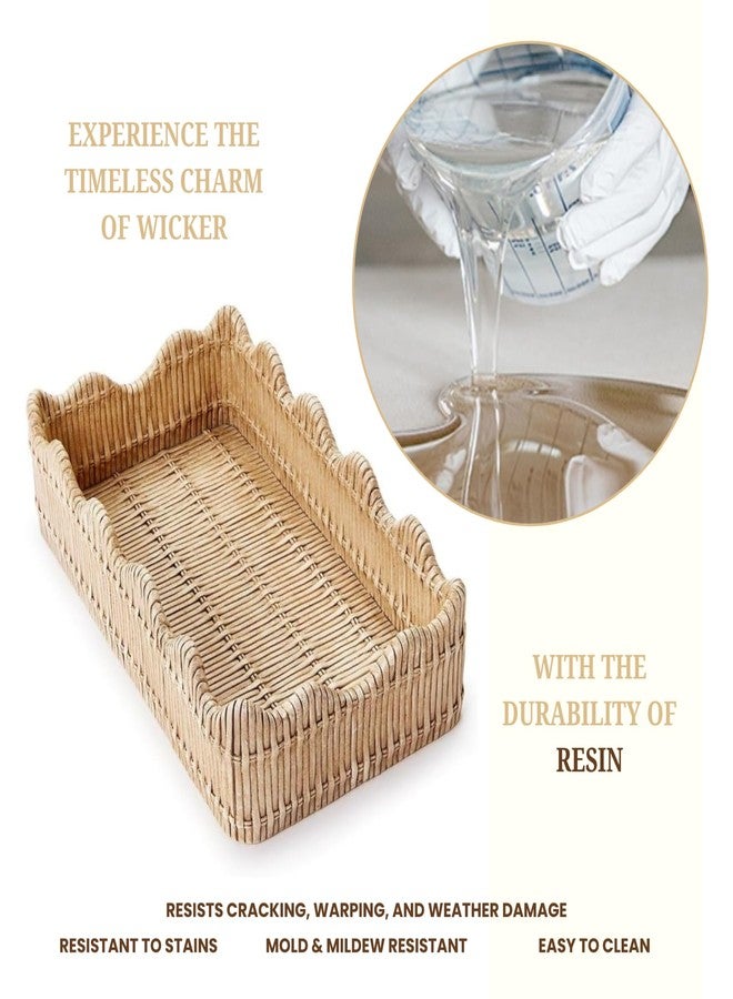 توز كومباني حامل مناديل مزخرف بحواف متعرجة بنمط خوص من راتنج شركة تووز كومباني - حامل مناشف وأدوات مائدة، ديكور ريفي أنيق ومنظم - Image 5