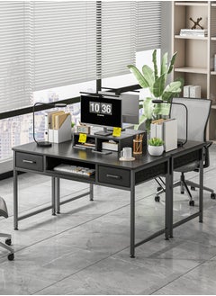 Lafulaifu Work Desk with Storage Drawer,  Home Office Desk with Keyboard Tray, Writing Desk with Monitor Stand, Modern Gaming Study Desk for Home Office  - Image 2