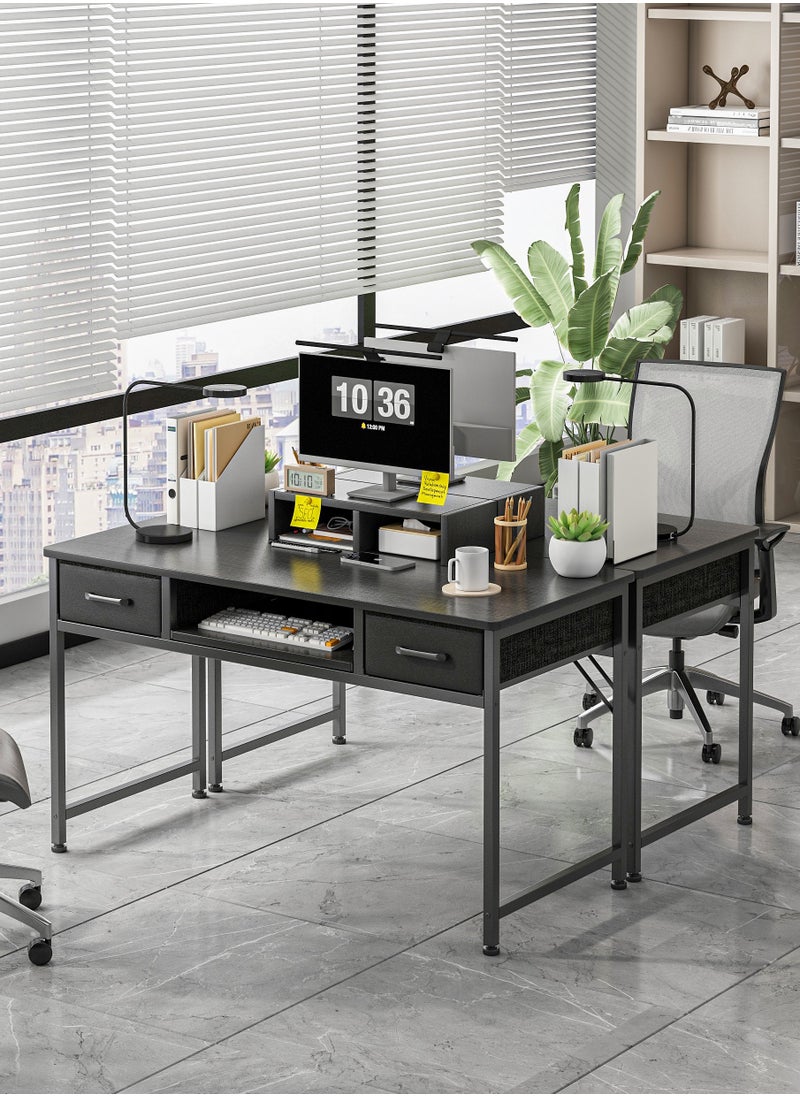 Lafulaifu - Work Desk with Storage Drawer,  Home Office Desk with Keyboard Tray, Writing Desk with Monitor Stand, Modern Gaming Study Desk for Home Office - Image 1