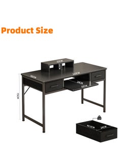 Lafulaifu Work Desk with Storage Drawer,  Home Office Desk with Keyboard Tray, Writing Desk with Monitor Stand, Modern Gaming Study Desk for Home Office  - Image 3