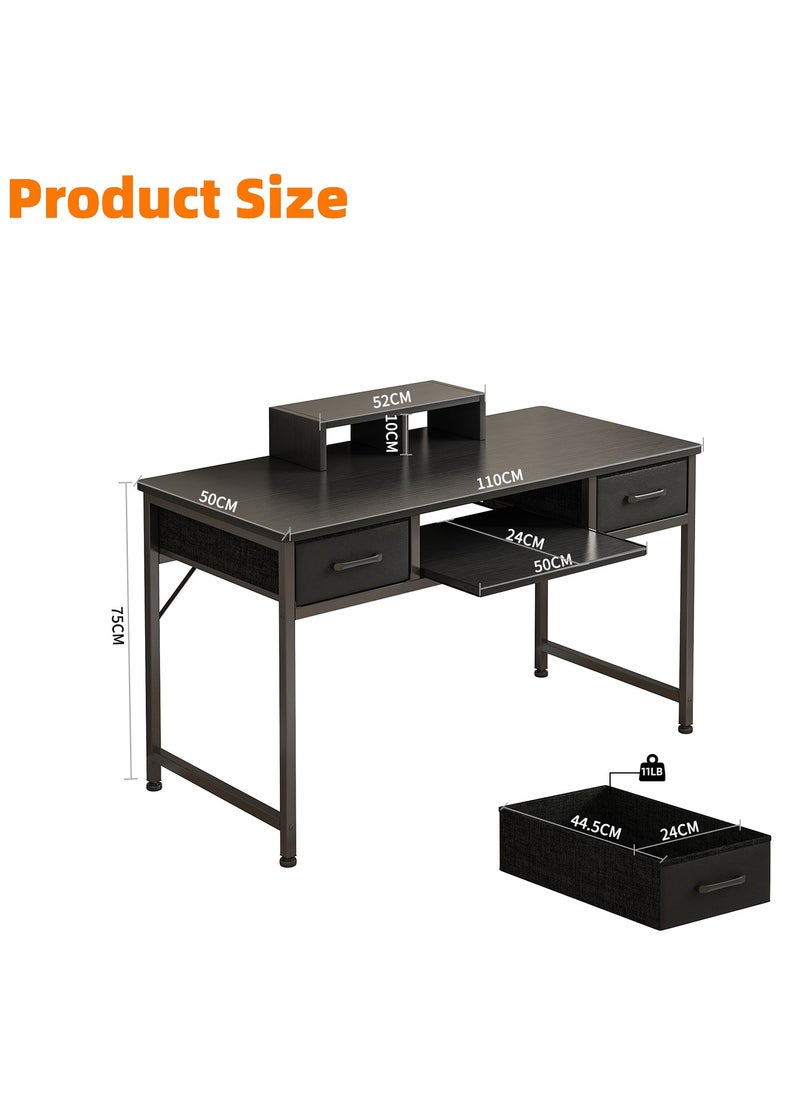 Lafulaifu - Work Desk with Storage Drawer,  Home Office Desk with Keyboard Tray, Writing Desk with Monitor Stand, Modern Gaming Study Desk for Home Office - Image 1
