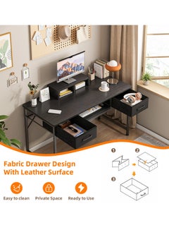 Lafulaifu Work Desk with Storage Drawer,  Home Office Desk with Keyboard Tray, Writing Desk with Monitor Stand, Modern Gaming Study Desk for Home Office  - Image 5