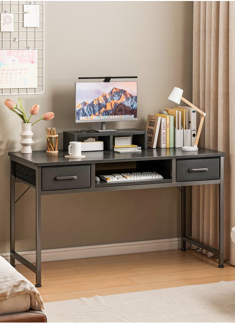 Work Desk with Storage Drawer,  Home Office Desk with Keyboard Tray, Writing Desk with Monitor Stand, Modern Gaming Study Desk for Home Office