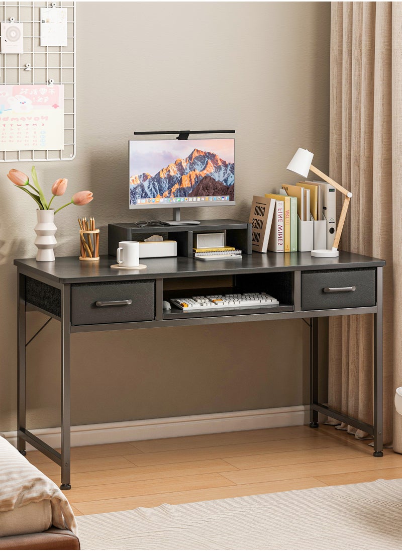 Lafulaifu - Work Desk with Storage Drawer,  Home Office Desk with Keyboard Tray, Writing Desk with Monitor Stand, Modern Gaming Study Desk for Home Office - Image 1