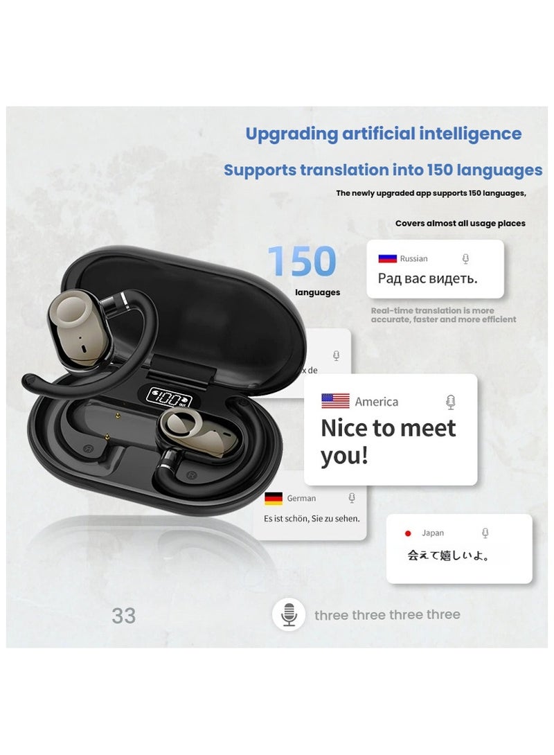 general Smart translation Bluetooth headset wireless stereo dual-axis rotating ear hook dual ear headphones - Image 3