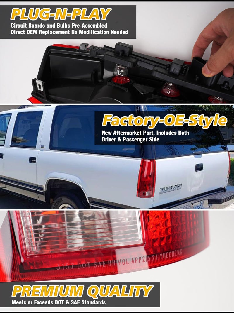NOVCAPAR Tail Light Assembly for 1988-1998 Chevy GMC Silverado Sierra C/K 1500 2500 3500, Suburban, Tahoe, Blazer, Yukon, Cadillac Escalade – Includes Driver & Passenger Side, Circuit Boards & Bulbs - Image 5
