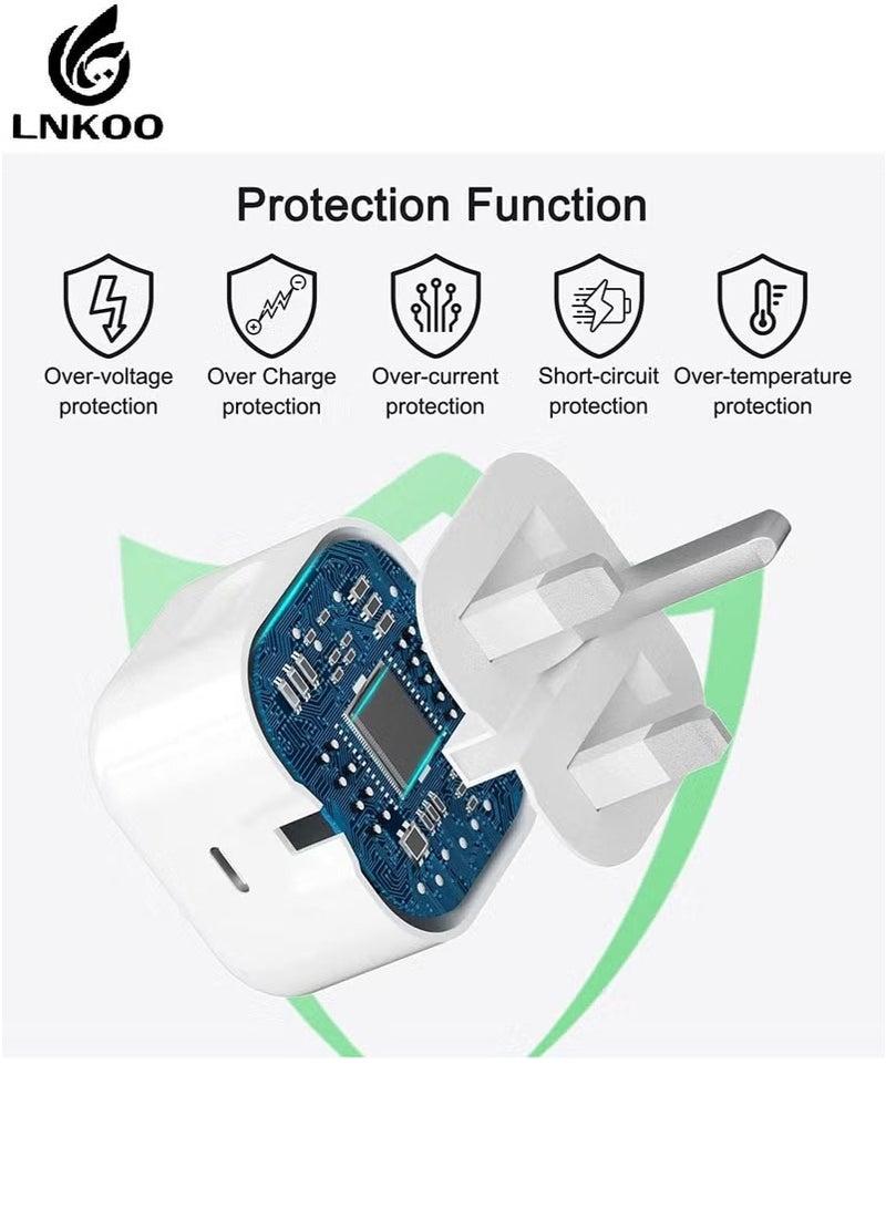 لنكوو شاحن ايفون سريع 25 وات | شاحن حائط USB C سريع متوافق مع iPhone 15/14/14 Pro/14 Pro Max/13/12/SE2020/11/XR/XS Max/X/iPad - Image 3