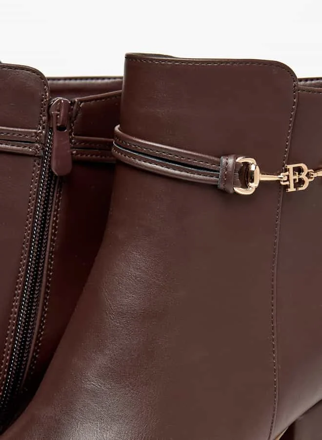 فلورا بيلا من شو إكسبرس Women Solid Ankle Boots with Block Heels and Zip Closure