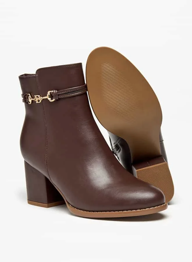 فلورا بيلا من شو إكسبرس Women Solid Ankle Boots with Block Heels and Zip Closure