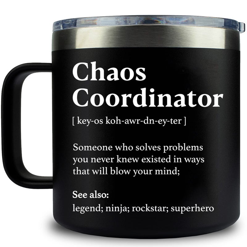 WECACYD Chaos Coordinator Gifts Administrative Professional Day Teacher Appreciation Gifts  Thank You Gift for Women BossCoworkers Nurse Assistant Principal  14oz Black Coffee Mug