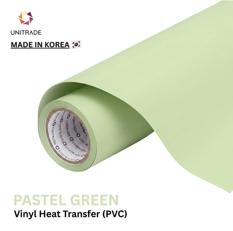 يونيترايد UNITRADE® رول فينيل نقل حراري Easy Cut (PVC) باللون الأخضر الباستيل / متوافق مع Cricut وSilhouette وآلات القص الاحترافية / معتمد CPSIA / صنع في كوريا - Image 1