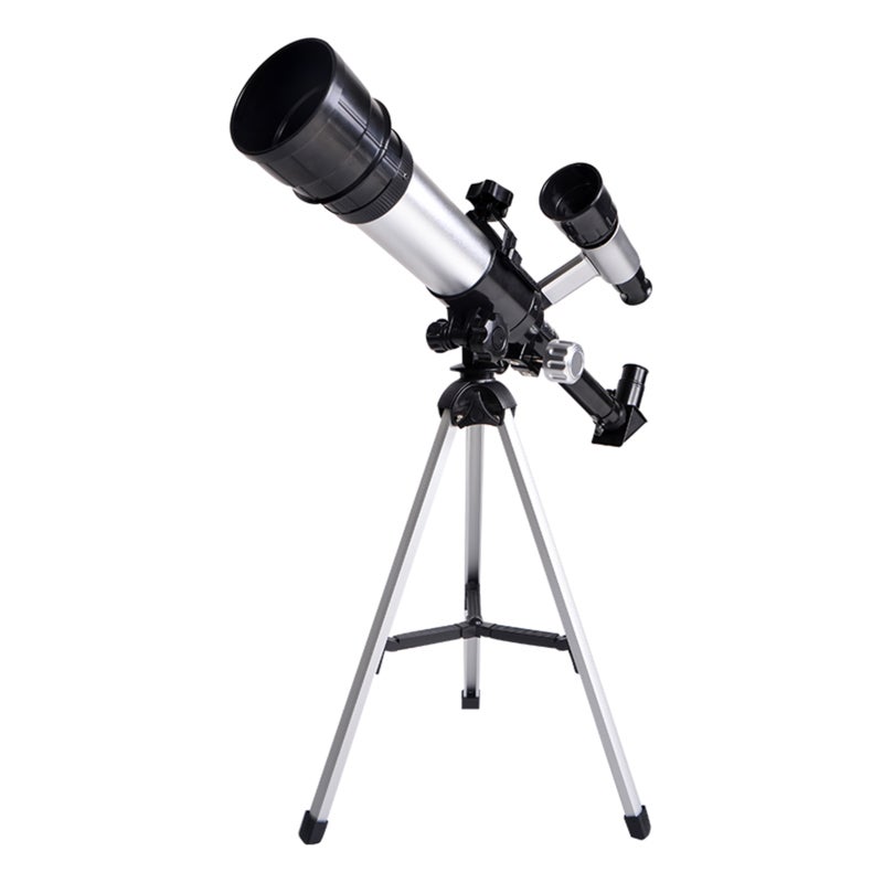 Refractor Telescope: 50mm Aperture 60x Magnification Silver - 100mm Wide-angle HD Eyepiece Multi-layer Coated Optics for Kids Beginner Astronomers Outdoor Astronomy Observation - Image 1