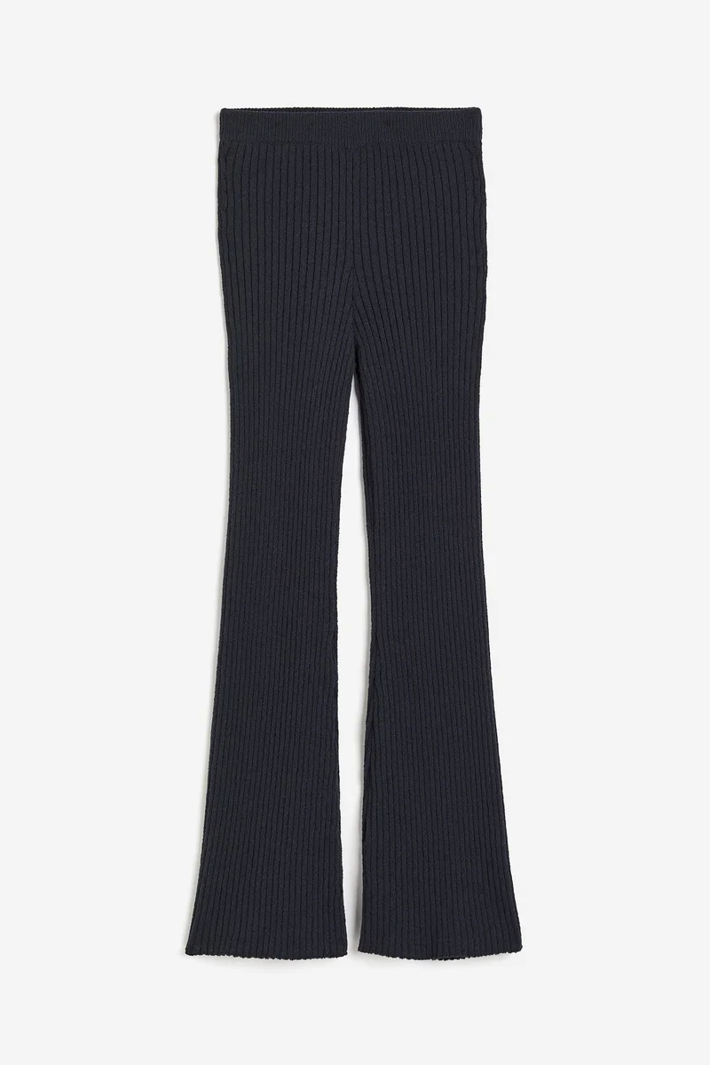 H&M Flared rib-knit trousers