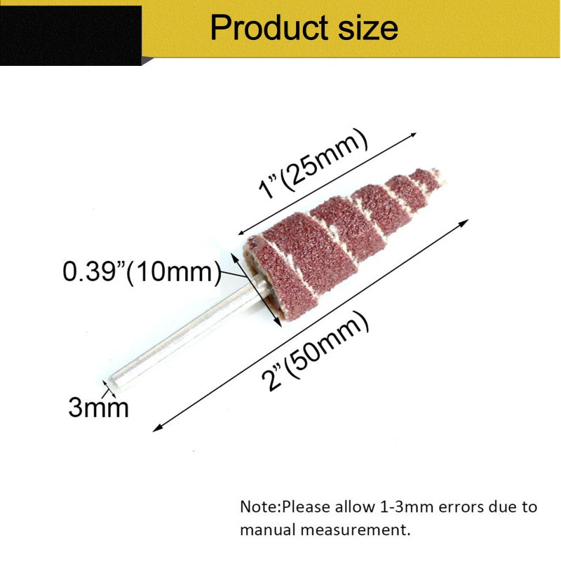 FPPO 3x10 mm Cone Shape Abrasive Flap Wheel,Sandpaper Grinding Head for Rotary Tool, 3mm Shank 45Pcs,Used for Groove, Gap, Corner polishing - Image 3