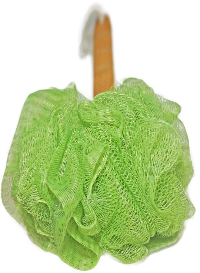 JINS-Hung Shower Loofah Body & Back Scrubber - Exfoliating Loofah Bath Brush On a Stick - with Long Wooden Handle Back Brush for Men & Women - Easy Reach Body Wash & Lotion Applicator（ 2 Pack- White&Green） - Image 4