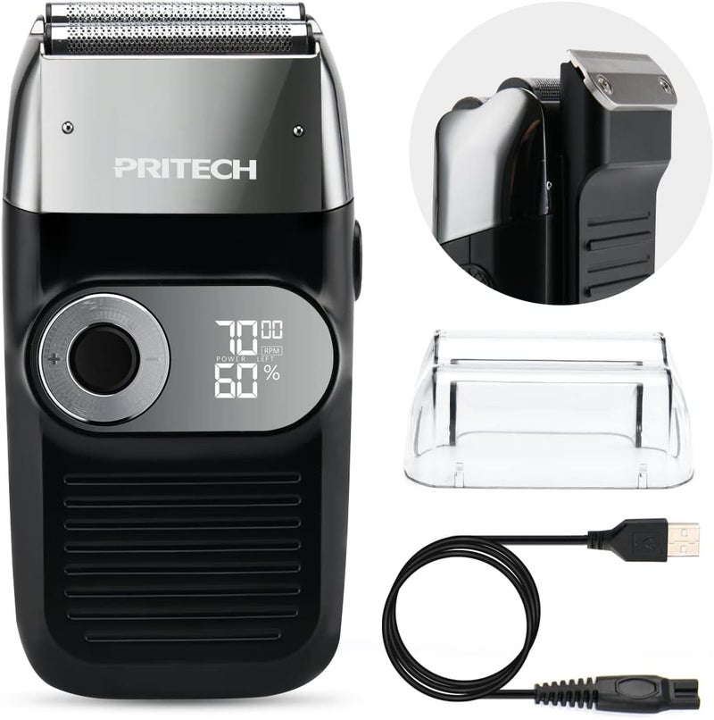 PRITECH Foil and Bald Shavers 2 in 1 Electric Shaver for Men Foil Blade and PopupTrimmer with Rechargeable 3 Adjustable Speeds Mens Shaver Black Silver